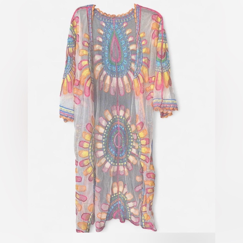 Colorful Embroidered Kimono/cover up